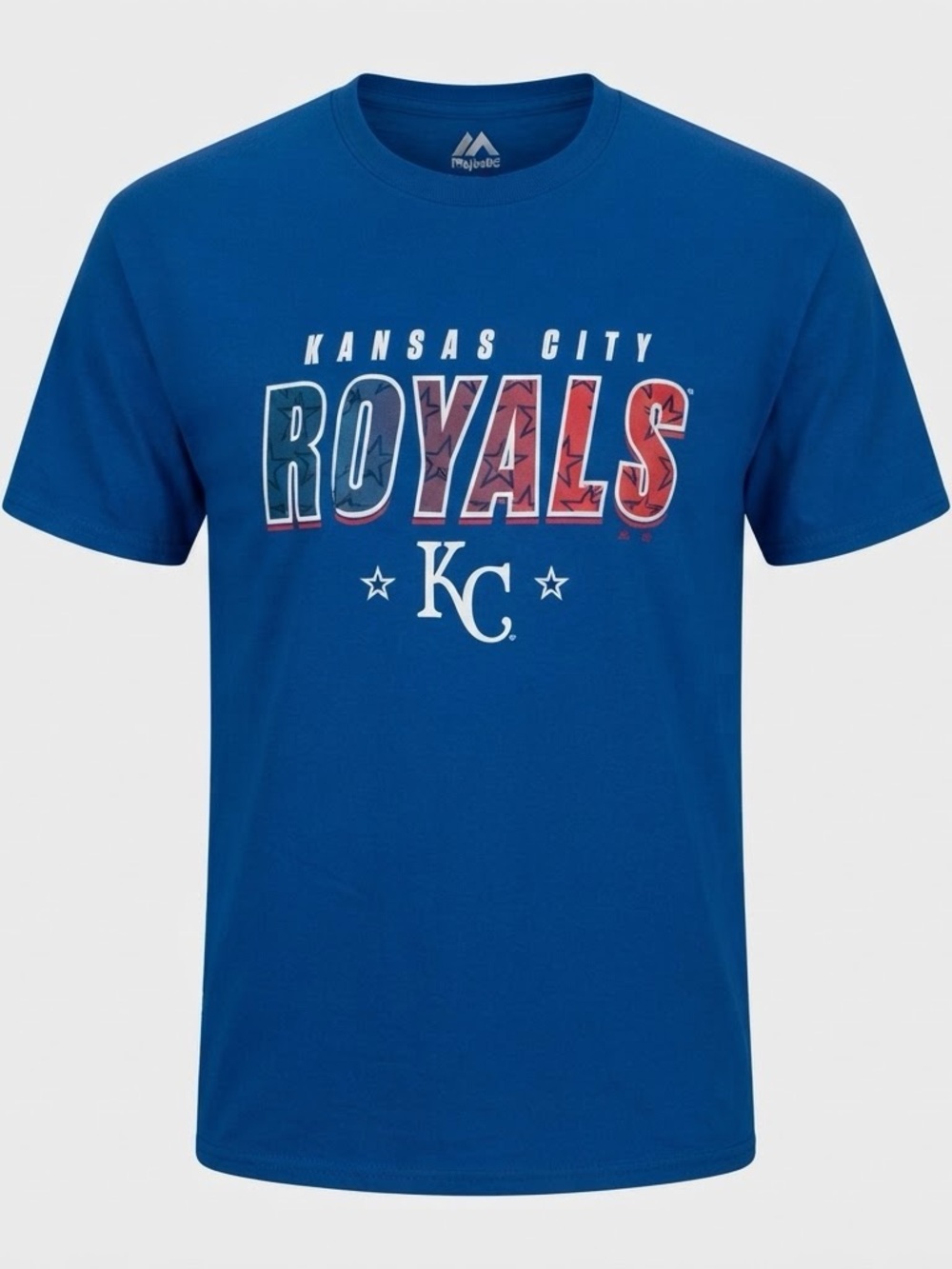 Majestic Kansas City Royals KC Graphic T-Shirt Blue Adult 2XL MLB ANWOT